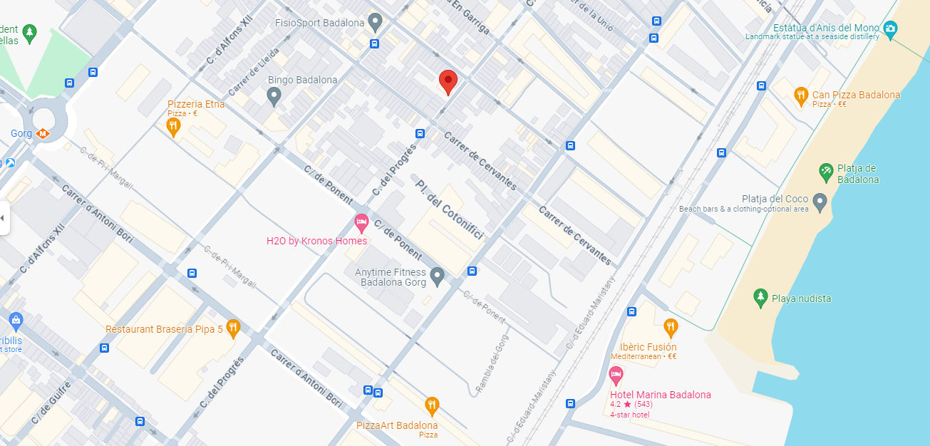 Mapa del solar al carrer Progrés de Badalona on la Cooperativa La Constel·lació construirà el seu projectre d'habitatge col·laboratiu